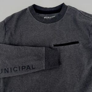 Municipal Sport Utility Gear Mens Large Gray Crewneck Sweatshirt L Pocket